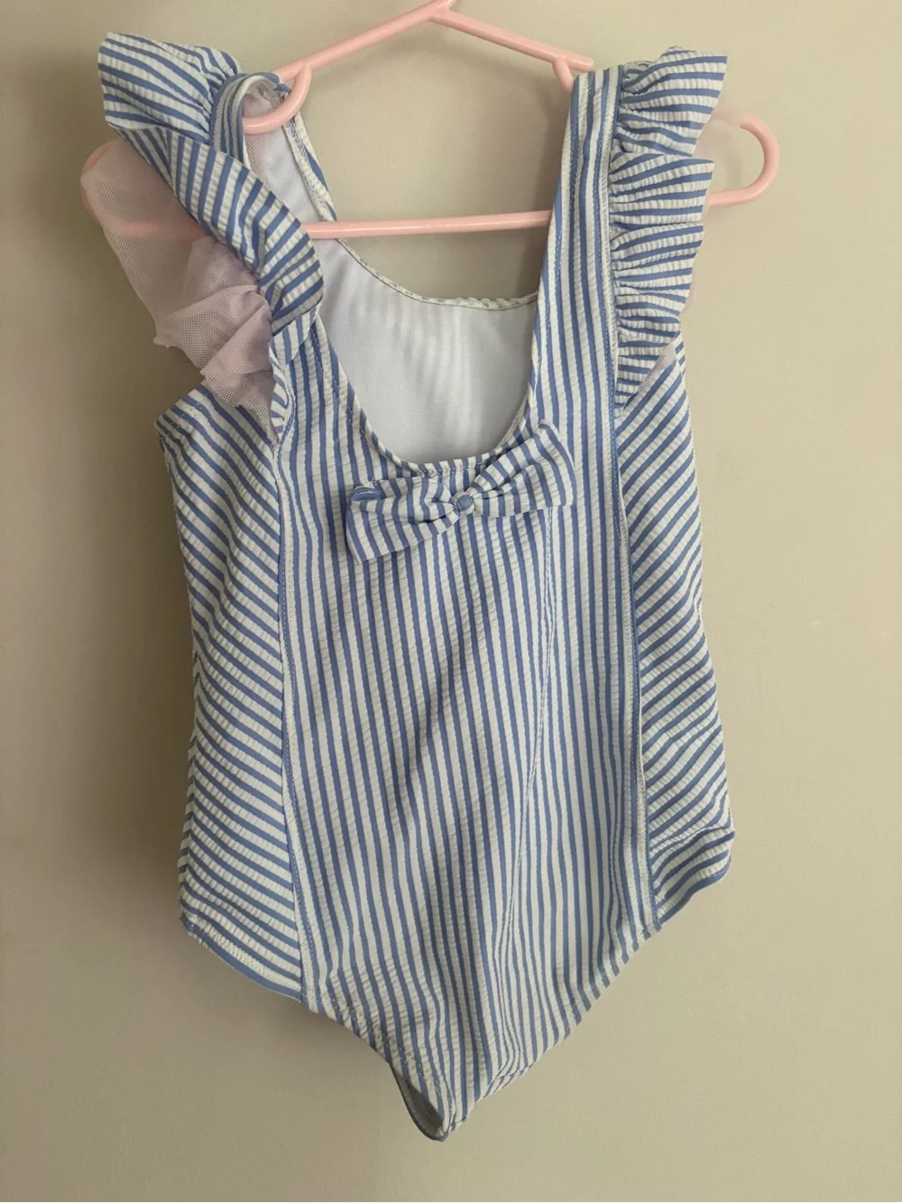 Ruffle Butts Blue and White Striped Ruffle One-Piece Swimsuit